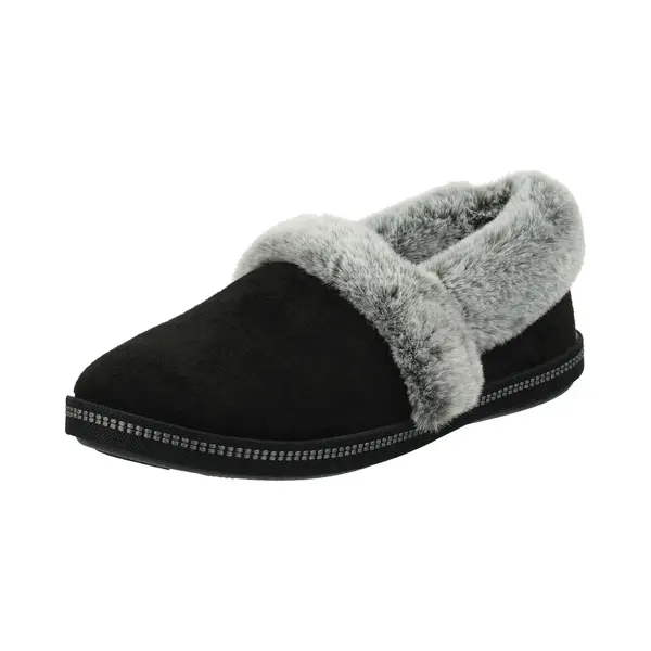 Skechers Women's Cozy Campfire - Team Toasty Low Top Slippers, Black Microfiber Suede Faux Fur Line Blk, 4 Uk thumbnail