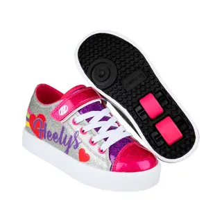 Heelys Boy's Snazzy X2 Sneaker, Silver Rainbow Heart, 12 Uk Child