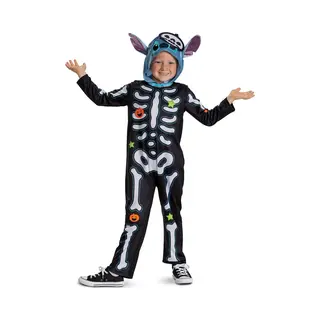 Disney Lilo & Stitch Skeleton Stitch Fancy Dress Jumpsuit For Kids, Officially Licensed, Perfect For Halloween, Features Fun Skeleton Stitch Design,