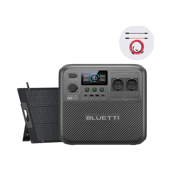 Bluetti Elite 200 V2 Portable Powerstation- Draagbare Accu 2073, 6Wh Met 2 Stopcontacten 2600W- Met 200W Zonnepaneel - Voor Camper, Kamperen, thumbnail