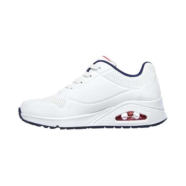 Skechers Women's Uno Stand On Air Trainers, White Durabuck/Navy & Red Trim/ Mesh, 2.5 Uk thumbnail