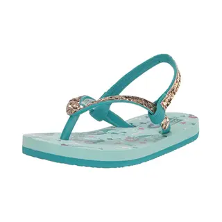 Reef Girls Little Stargazer Prints Flip Flops - Aqua Mermaids - 2-3K Uk