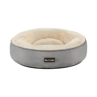 Feandrea Dog Bed, Doughnut Cat Bed, Round, 50 Cm Dia., Light Grey