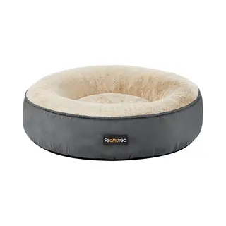 Feandrea Grey Round Dog Bed With Washable Cover, Dark Grey