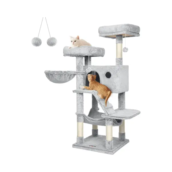 Feandrea Cat Tower For Large Cats, White-Grey thumbnail