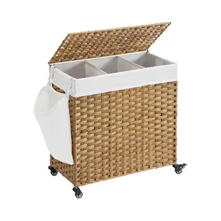 Songmics UKLCB363N01 wasmand 140 l Rechthoekig Katoen, Metaal, Kunststof Hout