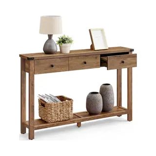 Vasagle Console Table For Hallway Slim Sofa Table For Living Room Rustic Walnut, Honey Brown