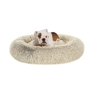 Feandrea Hundebett Flauschig, Katzenbett, Donut Kissen, Waschbar, Polsterung In Der Mitte Herausnehmbar, Langer Plüsch, 90 Cm Durchmesser,