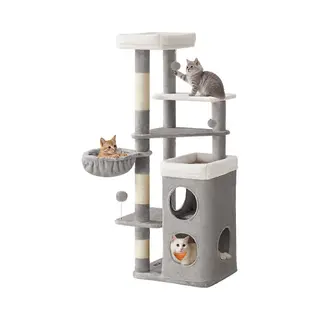 Feandrea Multi Level Cat Tree With Caves Basket And Scratching Posts, Dove Grey