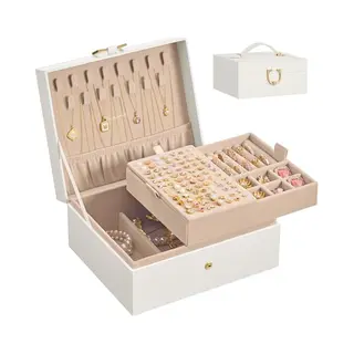 Songmics Jewellery Box Organiser With Handle And Removable Tray