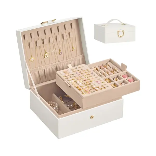 Songmics Jewellery Box Organiser With Handle And Removable Tray thumbnail