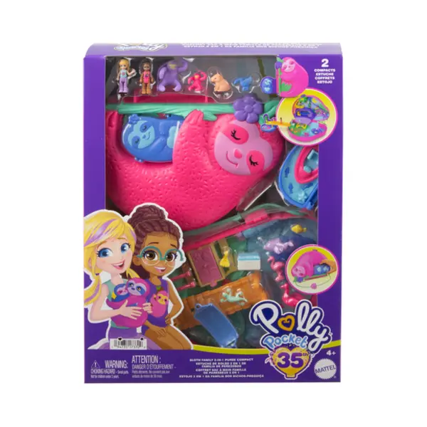 Polly Pocket Luiaardfamile 2-in-1 compacte speelset thumbnail