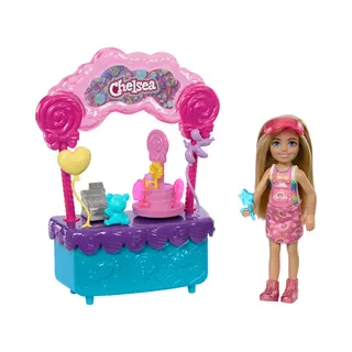 Barbie Chelsea Doll & Lollipop Stand, 10-Piece Toy Playset with Accessories
