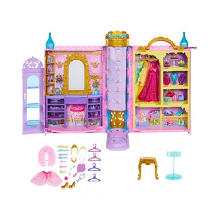 Mattel Disney Princess Ready for the Ball Closet with Fashions, Accessories, & Storage, Opens 2 Feet Wide