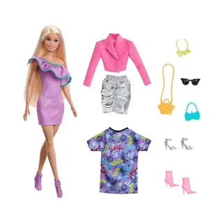 Barbie Fashion Doll with Clothes and Accessories Including Party Dresses & Purses (3 Outfits)