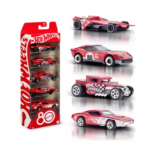 Hot Wheels Core Mattel 80th Anniversary 5-Pack of 1:64 Scale Toy Cars with Collectible Deco