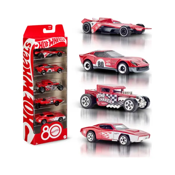 Hot Wheels Core Mattel 80th Anniversary 5-Pack of 1:64 Scale Toy Cars with Collectible Deco thumbnail