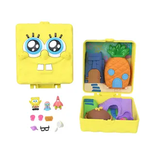 Polly Pocket Micro Dolls and Playset, SpongeBob Partnership Compact with Patrick Doll, 7 Accessories