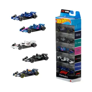 Hot Wheels Formule 1, set van 5 metalen F1 speelgoedauto's, schaal 1:64