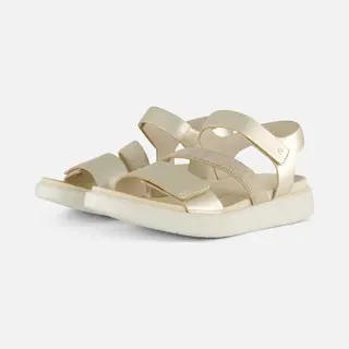 Ecco Damen Flowt 273713 Leather Textile Pure White Gold Sandalen 39 Eu