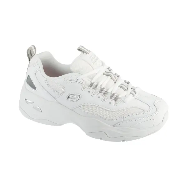 Skechers Women's D'lites 4.0 Fresh Diva Sneaker, White Leather Mesh Gray Trim, 4.5 Uk thumbnail