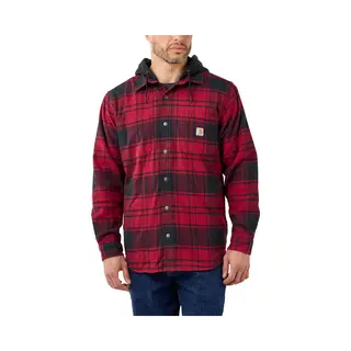 Carhartt, Herren, Pullover, Flannel Fleece Lined Hooded Shirt Jacket, Rot, (L)