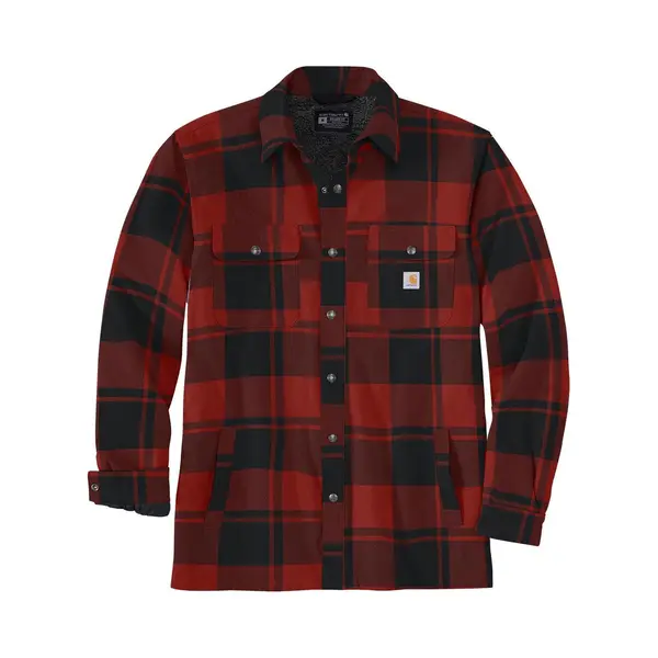 Carhartt Flannel Relaxed Fit Sherpa-Lined Shirt, Farbe, rot, Größe, M thumbnail