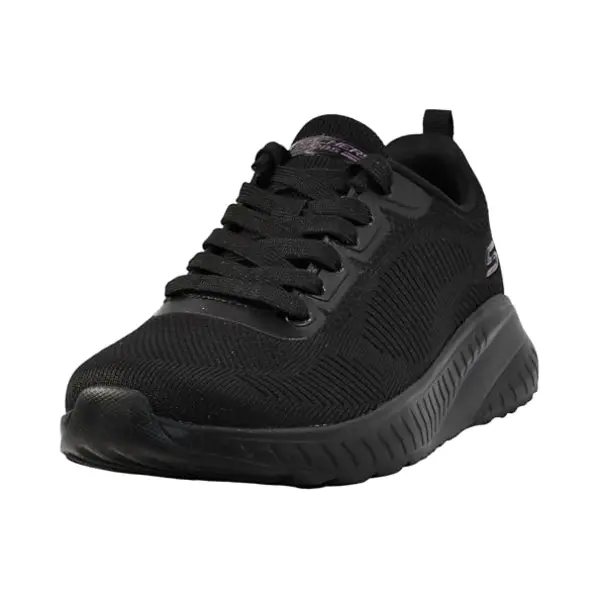 Skechers Women's Bobs Squad Chaos Face Off Sneaker, Black Engineered Knit/Trim, 5.5 Uk thumbnail