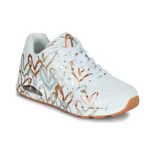 Skechers Uno Goldcrown Metallic Love Wtgd White Gold Womens Trainers 155523 In A Plain Man-made In Size 5.5