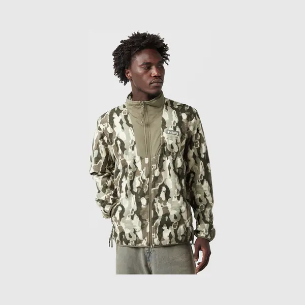 Columbia Men's Sequoia Grove Printed Full Zip, Full Zip Fleece Jacket, Stone Green Treebark, Small thumbnail