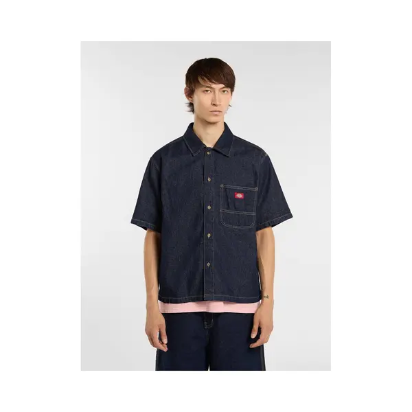 Dickies - Denim Short Sleeve Shirt, Man, Blue, Size, S thumbnail