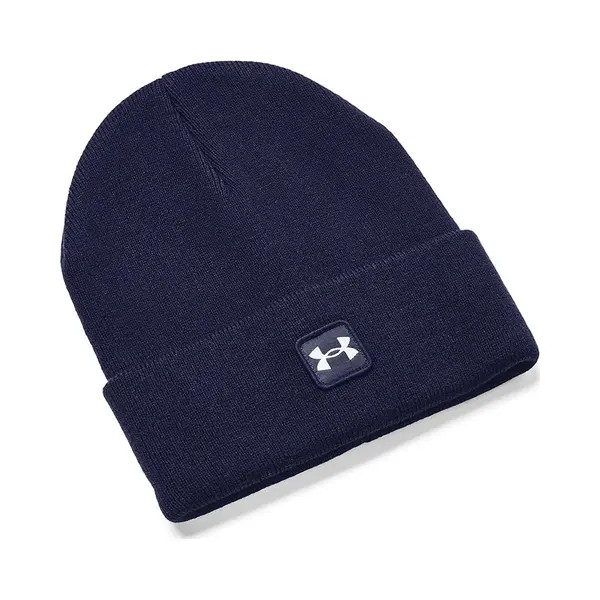 Under Armour Herren Halftime Cuff Mütze, Sehr Weiche Beanie Aus Rippstrick, Schweißableitende Strickmütze Mit Umschlag, Midnight Navy / / White, thumbnail