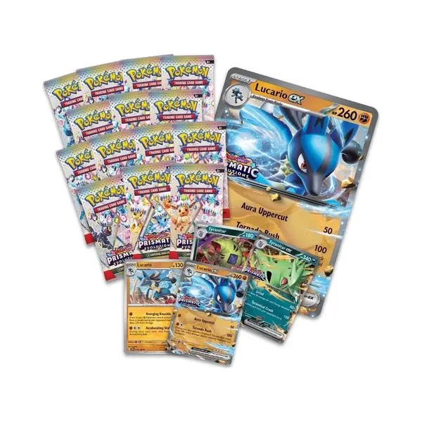 Pokémon Prismatic Evolutions Lucario Ex & Tyranitar Ex Premium Collection Box - (Engels, Box Set & Verzameling) thumbnail