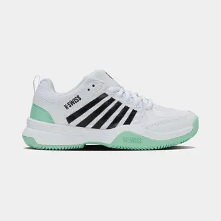 K-Swiss Damen Court Express 2 Clay Tennis Shoe, White/Neon Mint/Black, 39.5 Eu