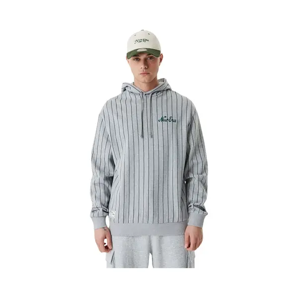 New Era, Herren, Pullover, Oversized Fleece Hoody - Pinstripe Grau - M, Grau, (M) thumbnail