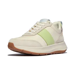 Fitflop F-Mode Flow Fabric/Suede/Leather Flatform Sneakers Lime