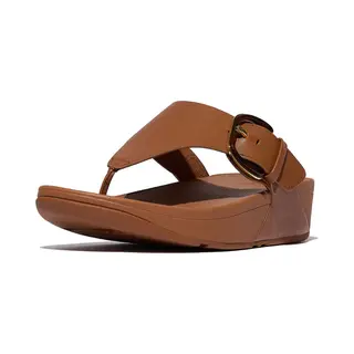 FitFlop Lulu Resin-Buckle Leather Toe-Post Sandals