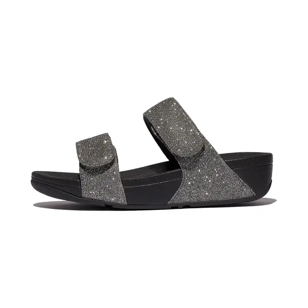 FitFlop Lulu Adjustable Shimmerlux Slides Vrouwen - Pewter thumbnail