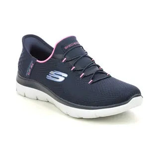Skechers Slip Ins Summit Nvpk Navy Pink Womens Trainers 150123 In A Plain Textile In Size 4.5