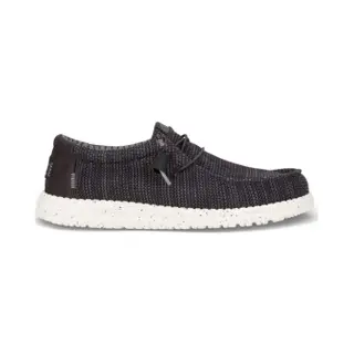 HeyDude Für Herren. HD41898 Schuhe Wally Stretch Sox Schwarz (44), Stoff, Wohnung, Schnürsenkel, Lässig