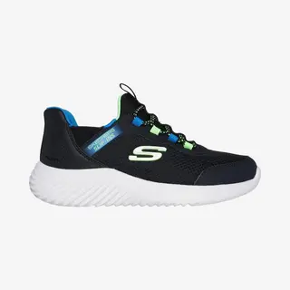 Skechers Boy's Bounder Brisk-Burst Sneakers, Black Synthetic/Textile/Blue & Black Trim, 10 Uk Child