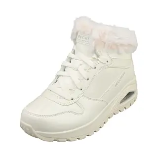 Skechers Women's Uno Rugged Fiesty Winter Sneaker, White Patent Duraleather/Faux Fur, 6 Uk