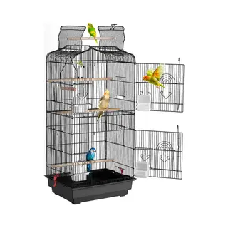 Vevor Vogelkooi Parkietenkooi Vogelhuis Vogelbouwer 457x355x925mm Zwart