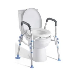 Vevor Verhoogde Badkamertoiletbril Met Armleuningen En Draagvermogen Van 136 Kg En 4 Poten, Universele In Hoogte Verstelbare Toiletbril Met Slabbetjes