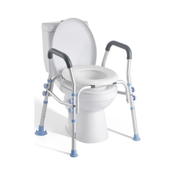 Vevor Verhoogde Badkamertoiletbril Met Armleuningen En Draagvermogen Van 136 Kg En 4 Poten, Universele In Hoogte Verstelbare Toiletbril Met Slabbetjes thumbnail