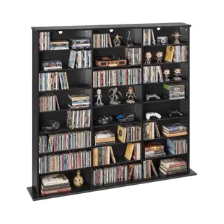 Vevor Dvd-rek Met 24 Vakken (8 Niveaus), Mediaplank, Vrijstaand Rek 142x22x130cm, Ruimtebesparend Opbergrek Voor Cd's, Dvd's, Boeken, Game Discs,