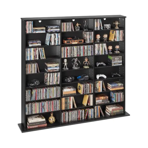 Vevor Dvd-rek Met 24 Vakken (8 Niveaus), Mediaplank, Vrijstaand Rek 142x22x130cm, Ruimtebesparend Opbergrek Voor Cd's, Dvd's, Boeken, Game Discs, thumbnail