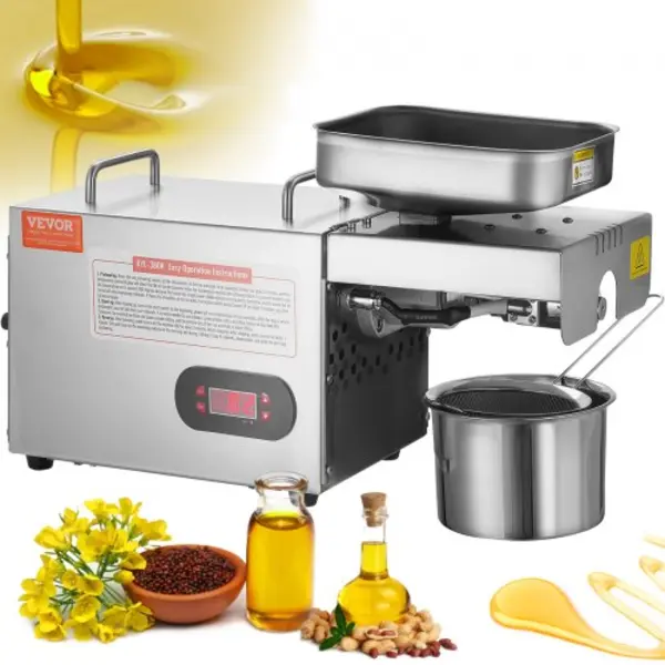 Mophorn Vevor Elektrische Ölpresse, 850 W Ölextraktionsmaschine Aus Edelstahl, 0–300 ℃ Einstellbare Temperatur, Heißpresse-ölpresse Zum Pressen Von thumbnail