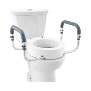 Vevor Verhoogde Toiletbril, 88, 9mm Hoog, Draagvermogen 136 Kg, Voor Ronde Standaardtoiletten, Aluminium Leuning, Met Eva-Armsteunkussen, Voor