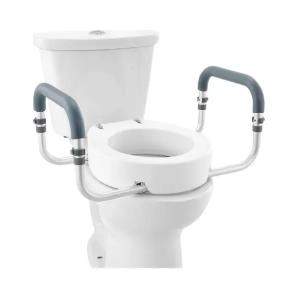 Vevor Verhoogde Toiletbril, 88, 9mm Hoog, Draagvermogen 136 Kg, Voor Ronde Standaardtoiletten, Aluminium Leuning, Met Eva-Armsteunkussen, Voor thumbnail